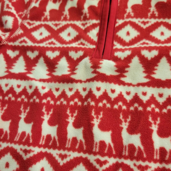 OshKosh B'gosh Fleece Half-zip Christmas Jacket Reindeer Trees Hearts Girl's 12m - Picture 4 of 7